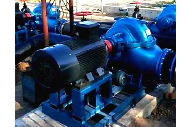 长沙昊天网络安全解决方案有限公司3台500mm口径双吸泵沈阳康平卧龙湖正在安装